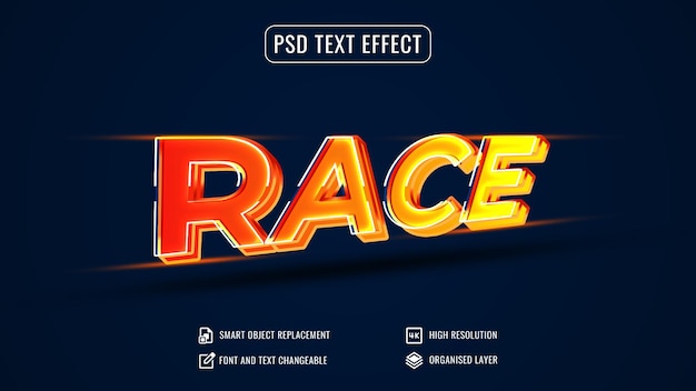 Speed race 3d text effect