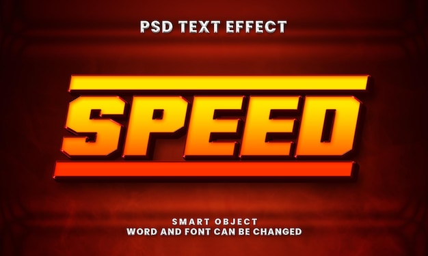 Speed red metallic editable text effect template