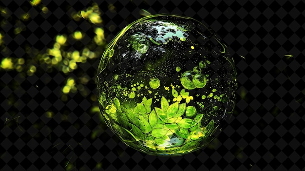 a sphere of green leaves with water drops on it