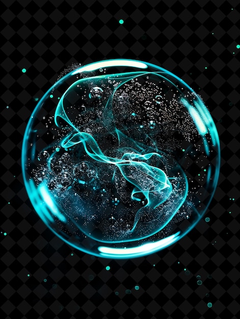 a sphere of liquid with a green and blue background