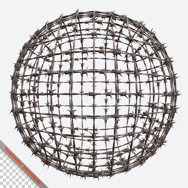 Sphere shaped barbed wire rusty 3D image