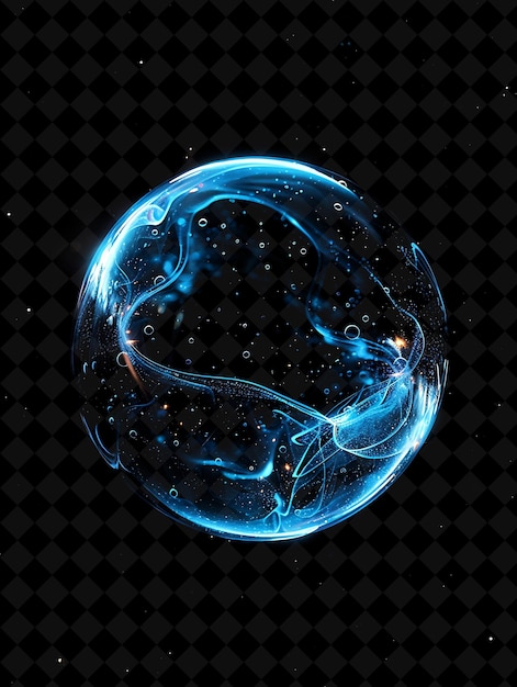 a sphere with a blue liquid and a black background with stars