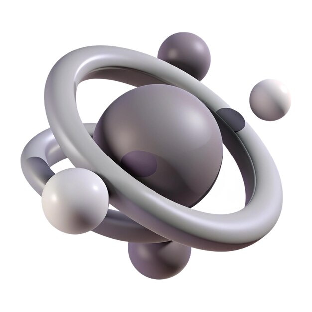 PSD a sphere with a circle of silver balls and a circle with a circle of space in the middle