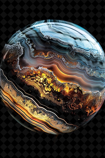 a sphere with a picture of a planet with a colorful pattern