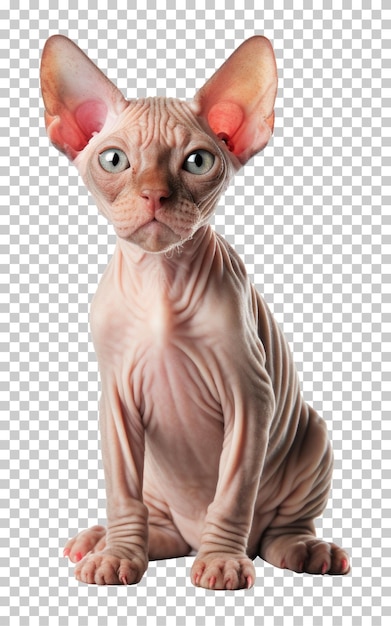 Sphynx cat Sitting Isolated on Transparent Background