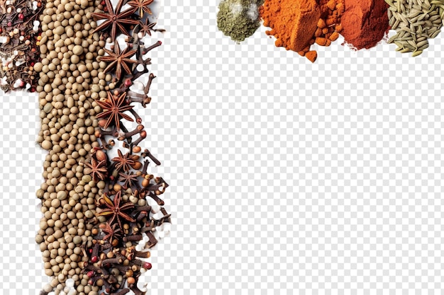 PSD spice ingredients isolated on transparent background