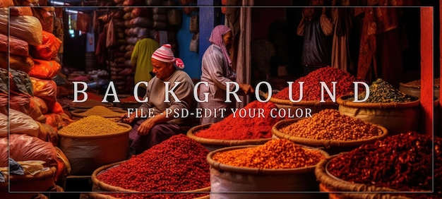 Spice Market in Morocco with a Thoughtful Man