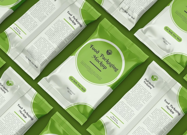 Spice packaging foil sachet flow pack mockup