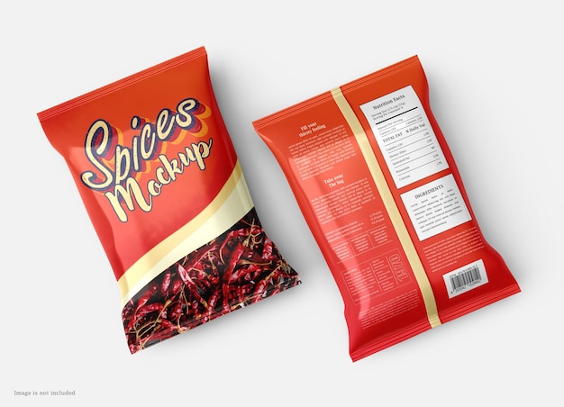 Spice Snack Plastic Pouch Package Mockup