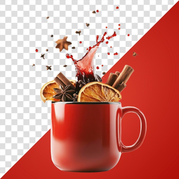 PSD spiced beverage splash red mug