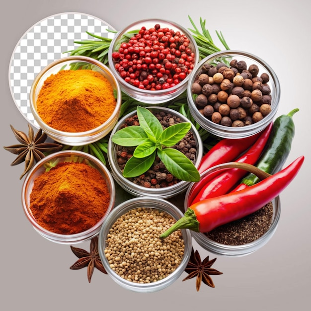 PSD spices and herbs isolated on transparent background