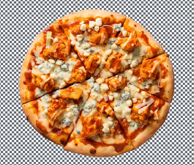 Spicy Buffalo Chicken pizza isolated on transparent background