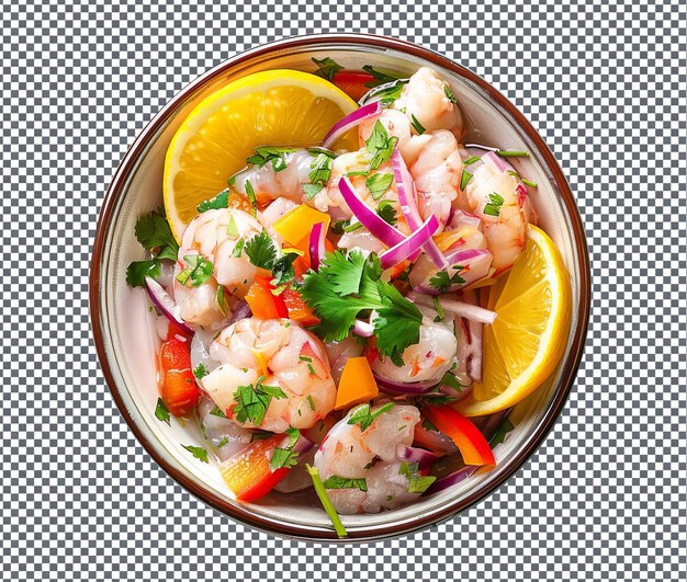 PSD spicy ceviche with shrimp avocado isolated on transparent background