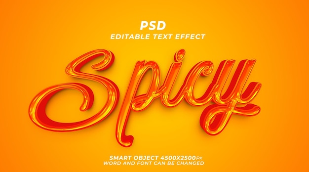 Spicy food 3d editable text effect PSD template with cute background