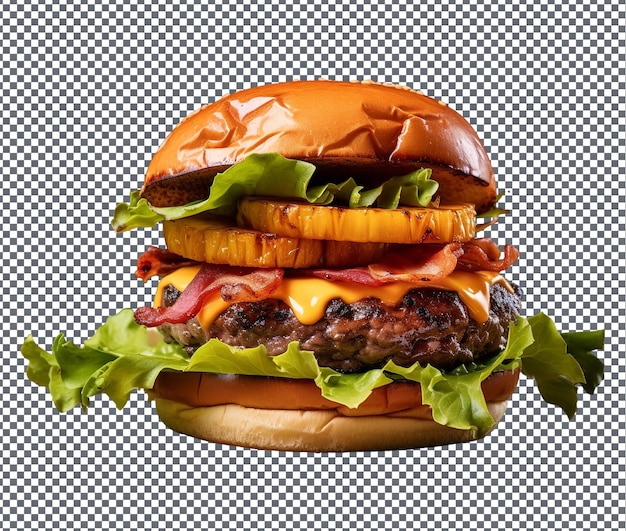 Spicy Hawaiian BBQ Burger isolated on transparent background