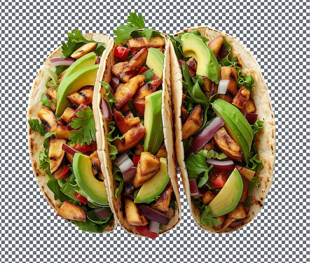 PSD spicy jackfruit tacos isolated on transparent background