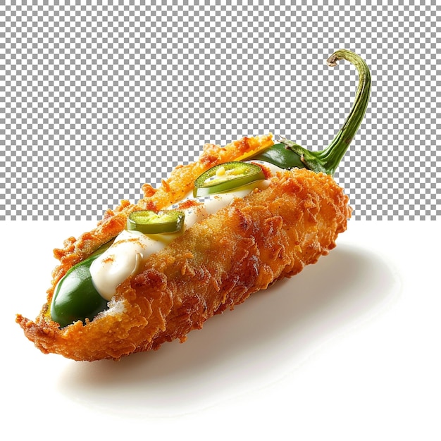 PSD a spicy jalapeno popper stuffed with cream cheese and diced on a transparent background