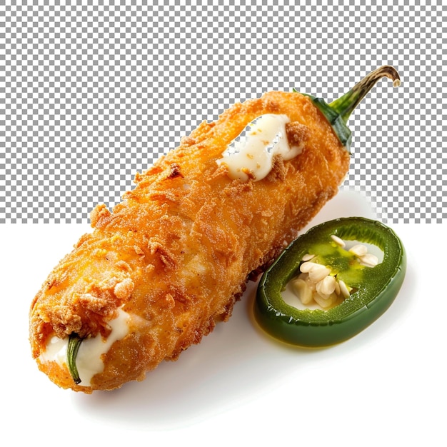 PSD a spicy jalapeno popper stuffed with cream cheese and diced on a transparent background