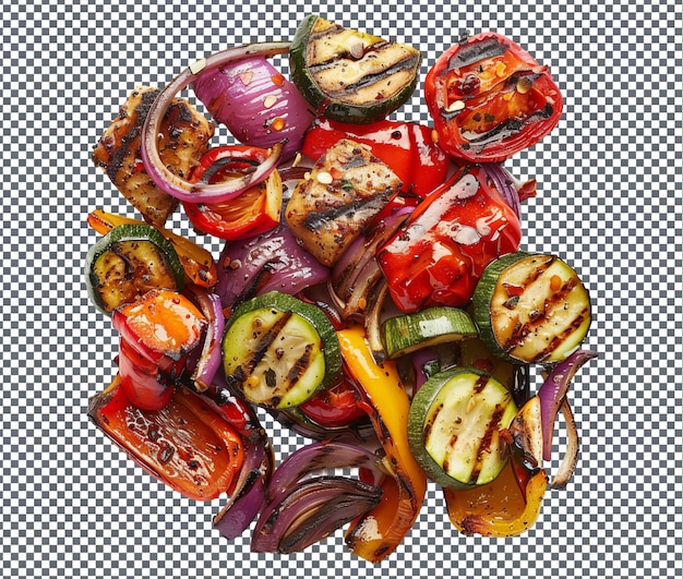 PSD spicy jerk spiced grilled vegetables isolated on transparent background