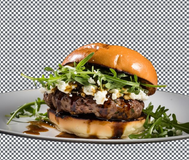 Spicy lamb burger isolated on transparent background