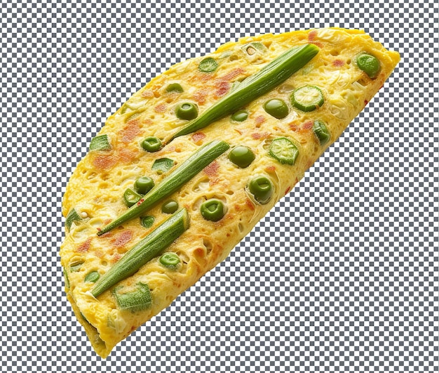 PSD spicy okra onion omelette isolated on transparent background