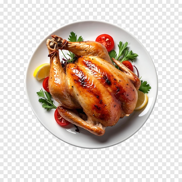 Spicy Roasted chicken isolated on a transparent background