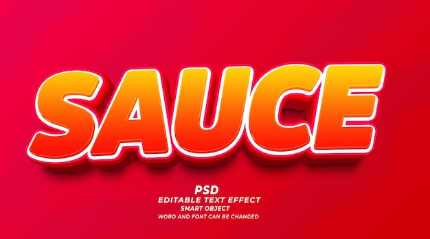 Spicy sauce 3d editable text effect PSD template smart object