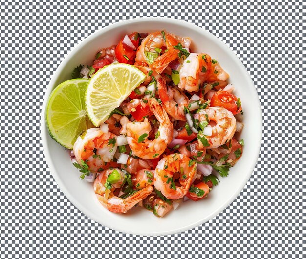 PSD spicy zesty shrimp ceviche isolated on transparent backgro