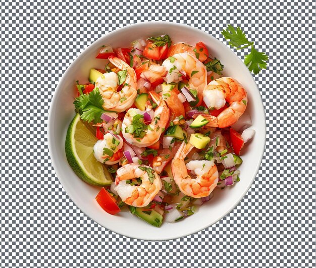 PSD spicy zesty shrimp ceviche isolated on transparent background