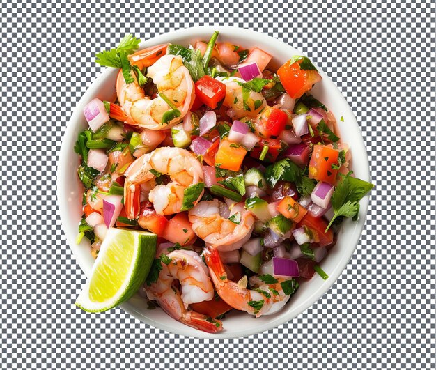 PSD spicy zesty shrimp ceviche isolated on transparent background