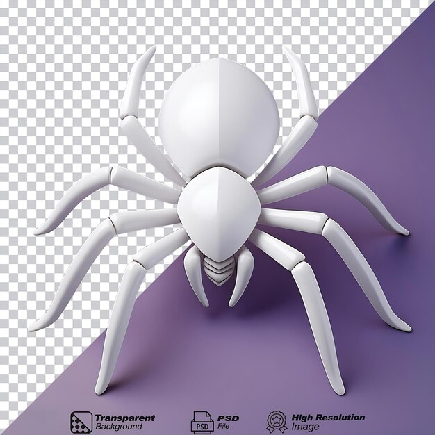 PSD spider symbol white isolated on transparent background