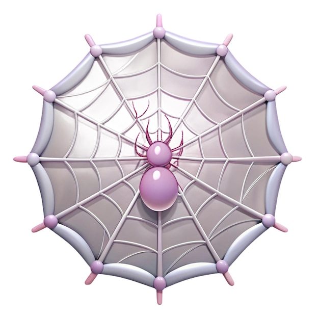 PSD a spider web with purple dots on it and a purple ball on the bottom