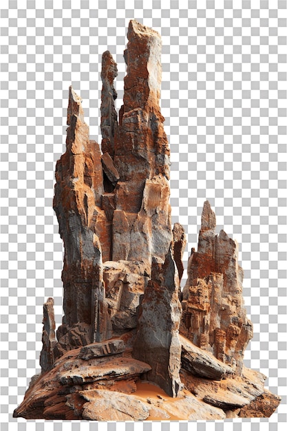 PSD spike rock formation isolated against a transparent background