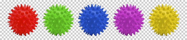 PSD spiky massage ball set isolated on transparent background png psd