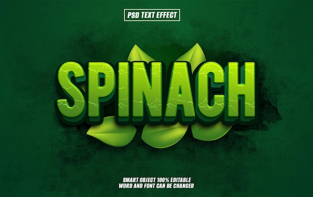 PSD spinach text effect font editable typography 3d text