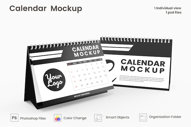 Spiral desk calendar mockup design