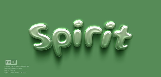 PSD spirit green 3d style text effect template