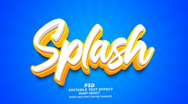 Splash 3d editable photoshop text effect style