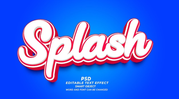 Splash 3d editable text effect PSD photoshop template with cute background