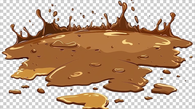 PSD a splash of chocolate with drops of chocolate on transparent background