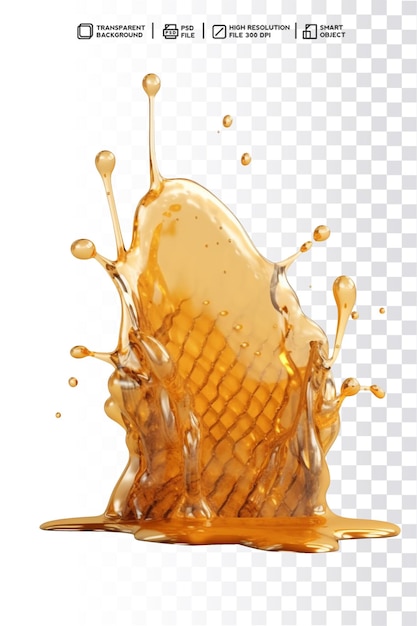 A splash of honey is poured into a honeycomb