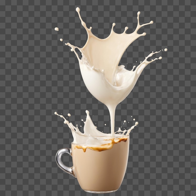 PSD splash of a milk and coffee mix isolated on a transparent background