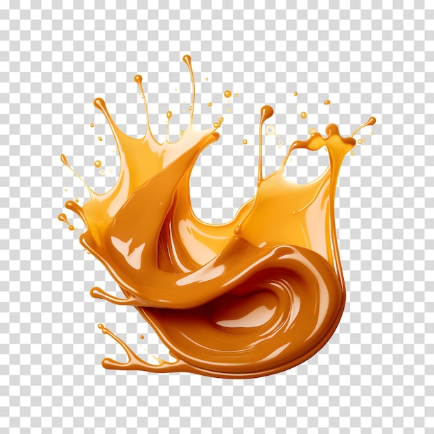 splash of orange liquid on a transparent background