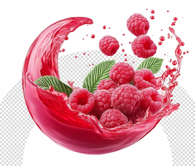 PSD a splash of raspberries is in a red liquid