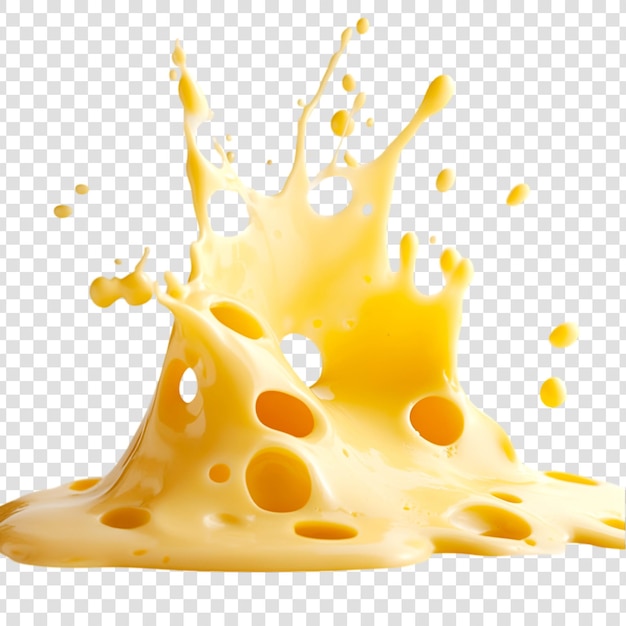 A splash of yellow liquid cheese on a transparent background