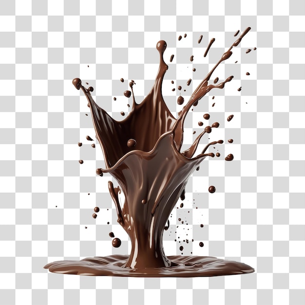 PSD splashes of liquid chocolate on transparent background