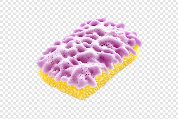 PSD sponge sudsy yellow and purple on a transparent background