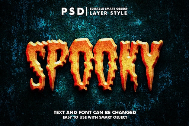 Spooky 3d text effect premium psd with smart object