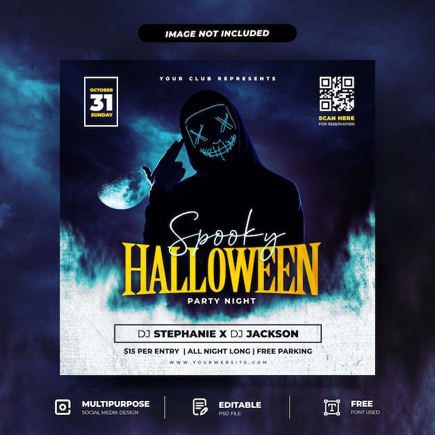 Spooky Halloween Flyer Social Media Post Template