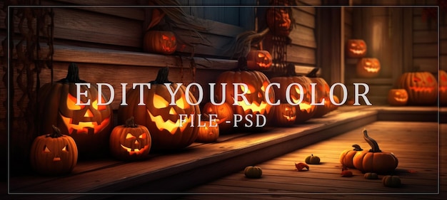 PSD spooky halloween jackolanterns